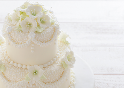 white wedding cake